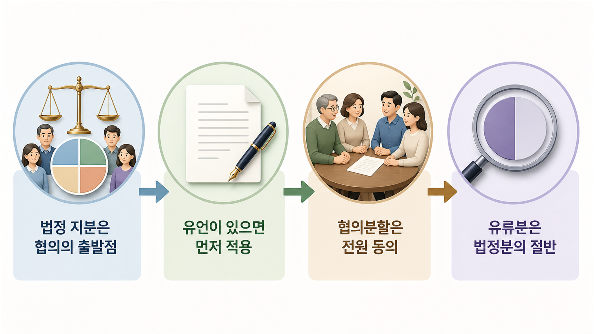배우자 상속지분, 공동상속인 구성에 따른 계산 방법